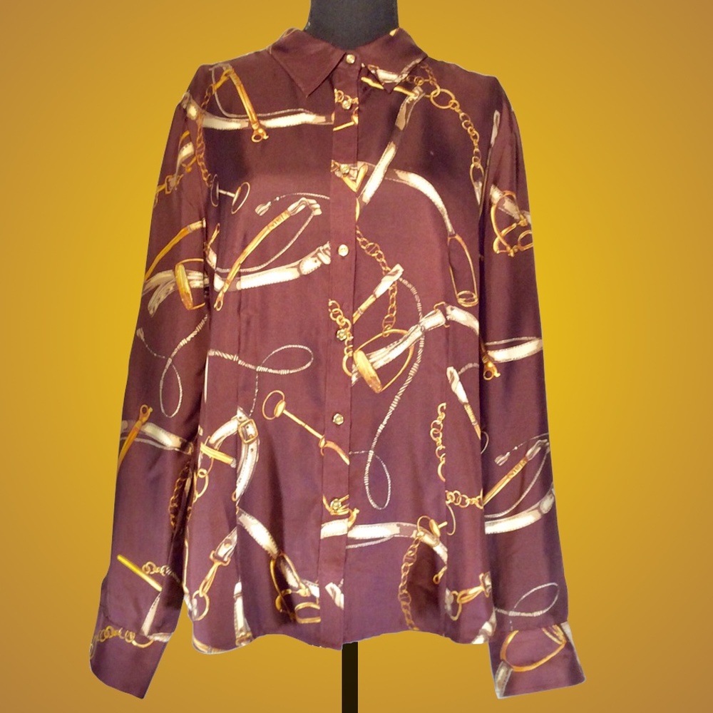 Talbots Red Silk Top